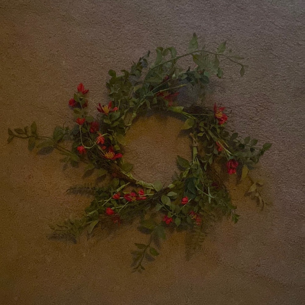 Greenery Wreath with Red Flowers